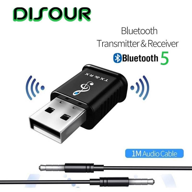 DISOUR Bluetooth 5,0 приемник передатчик аудио мини 3,5 мм AUX Стерео музыка автомобиля ТВ ПК беспроводной передатчик Наушники с USB адаптер