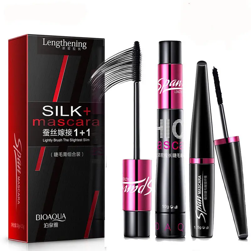 

Silk Mascara + 4D Fiber Cosmetics Set Volume Lengthening Curling Black Fast-dry Waterproof Lash Extension Makeup Mascara