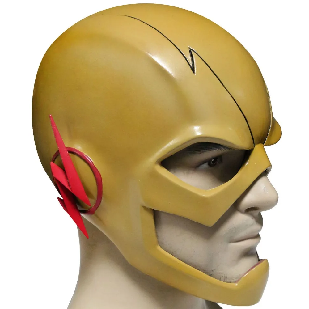 X-COSTUME маска с обратной вспышкой для косплея из комиксов, желтая ПВХ маска для Хэллоуина на всю голову для взрослых