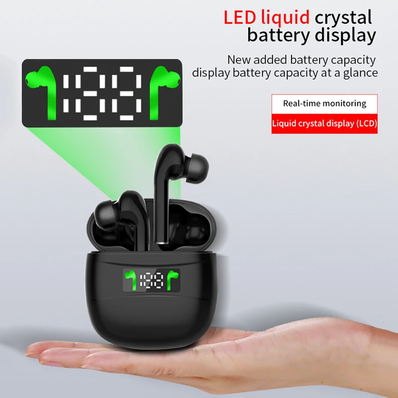 J3 V5 2 bluetooth earphone smart LCD display high quality wireless earphone headphone noise cancelling touch sports earbuds