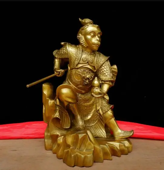 Китайский буддистский храм латунь медь Обезьяна Король солнце Wukong Марс Бог Будда