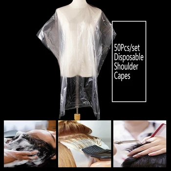 

50pcs/set Disposable PE Waterproof Apron Cut Perm Dye Hair Cape Gown Antistatic HomeWrap Hairdressing Cloth