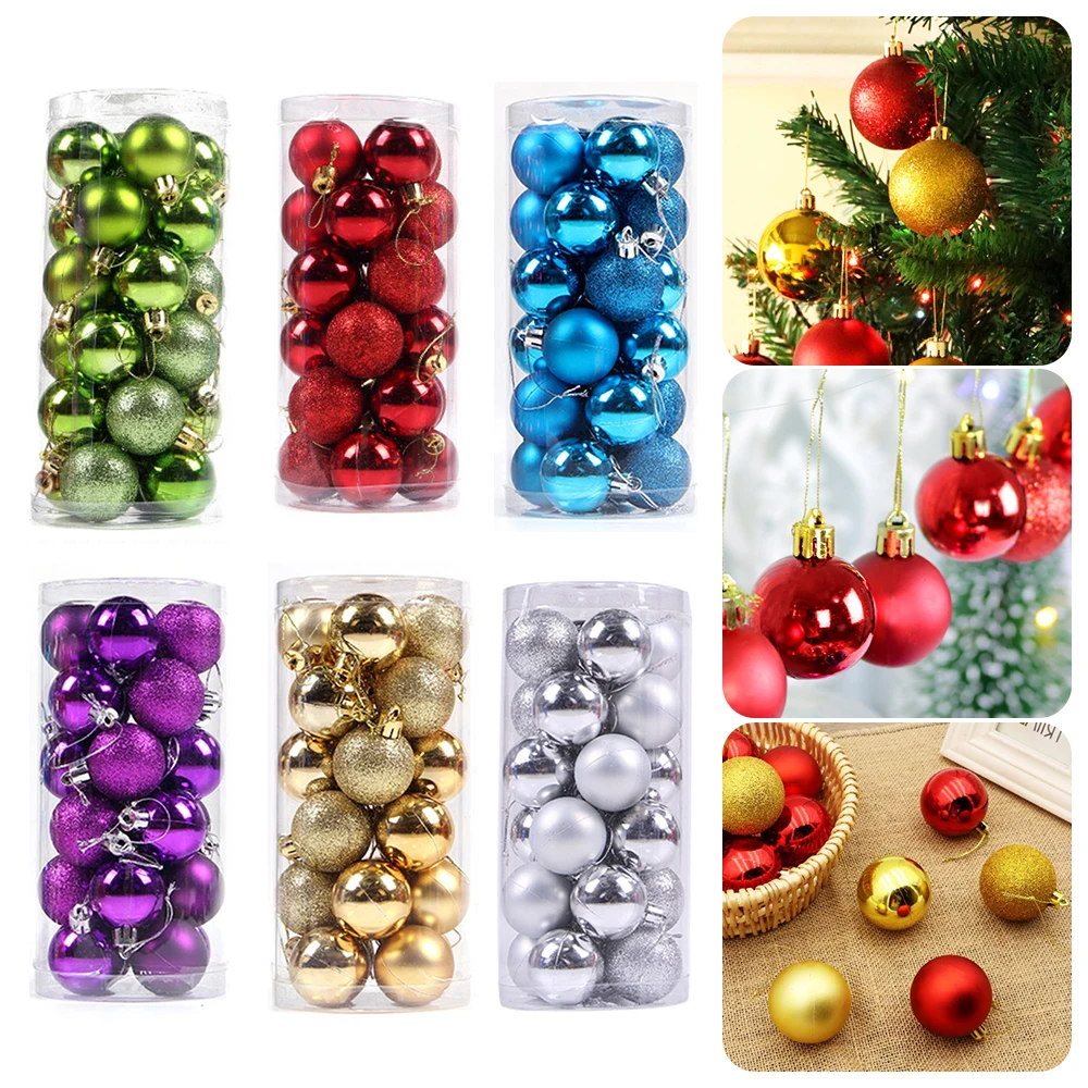 

24Pcs Christmas Tree Balls 4Cm For Home Decorations Christmas Ball 6cm 3cm Blue Gold Navidad Decorations Hanging Xmas Ornament