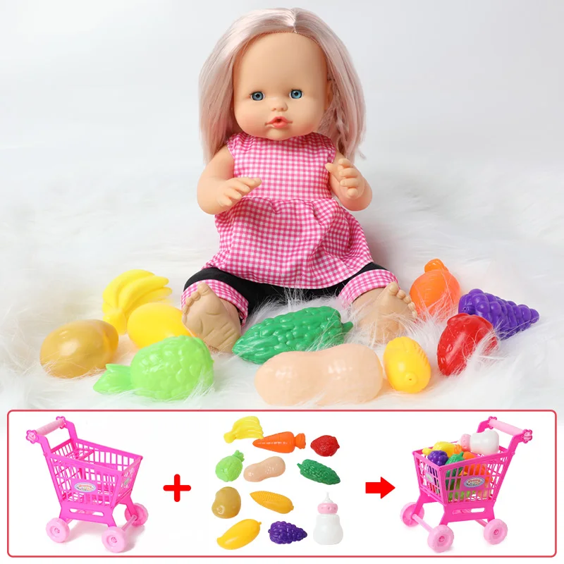 40 см имитация звука bebe reborn Doll корзина для покупок набор одежды 16 дюймов