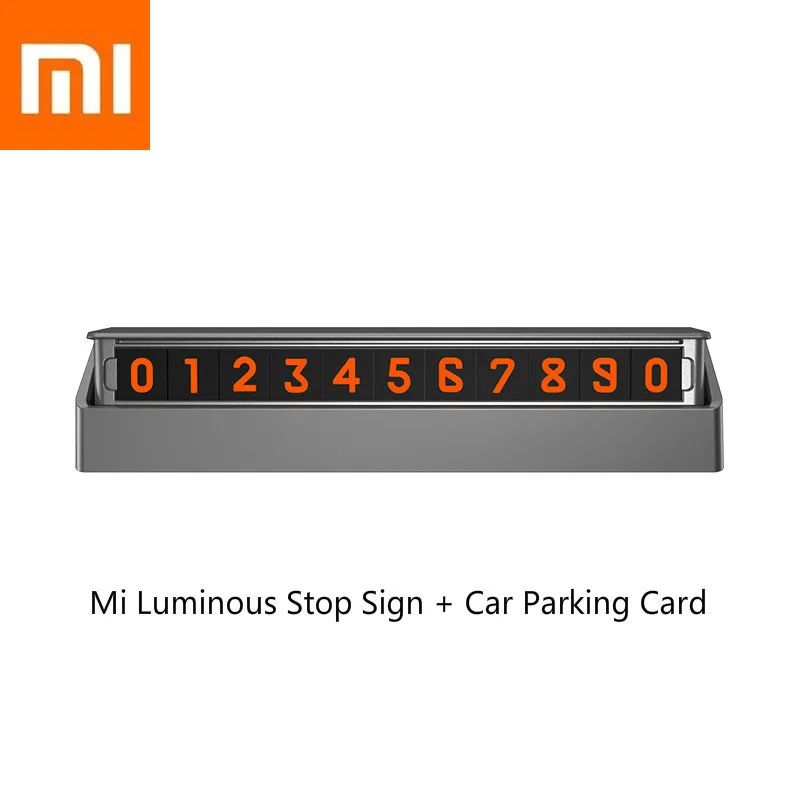 

New Xiaomi Mi Luminous Stop Sign Car Parking Card Sticker Auto Magnetic Phone Number Card Plate Silver Gray Number Can Be Hidden