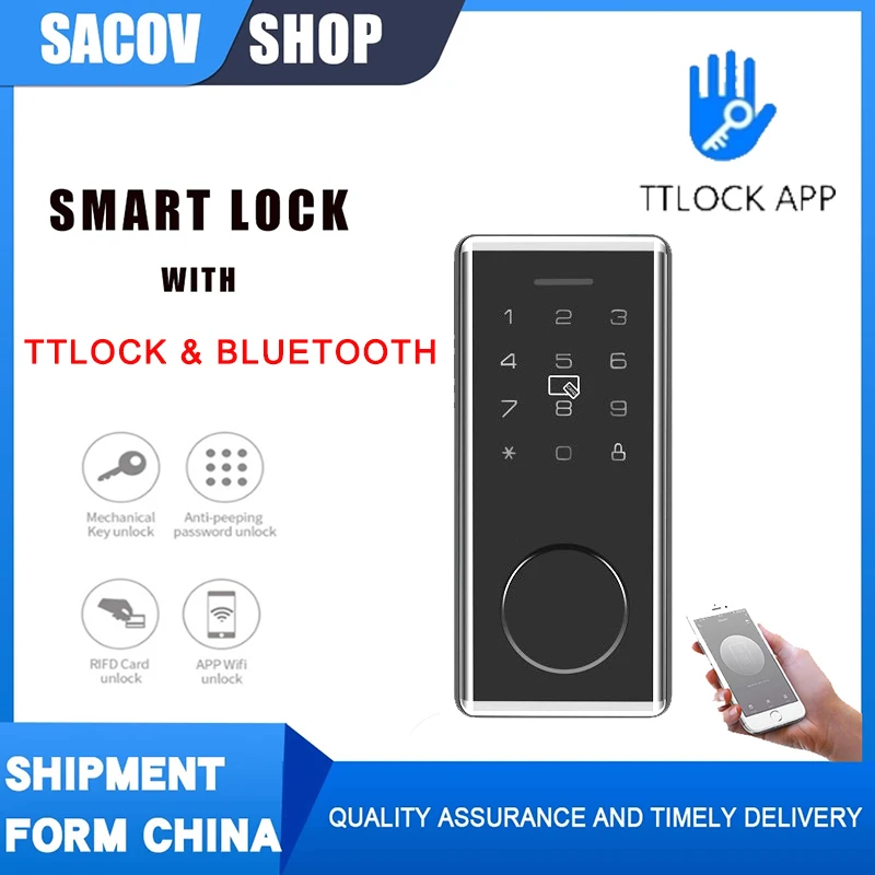 TTLock Door Smart Electric Lock TT Lock Bluetooth Wifi Passcode Rfid Card Keyless Front Electronic Lock Alexa google smart home