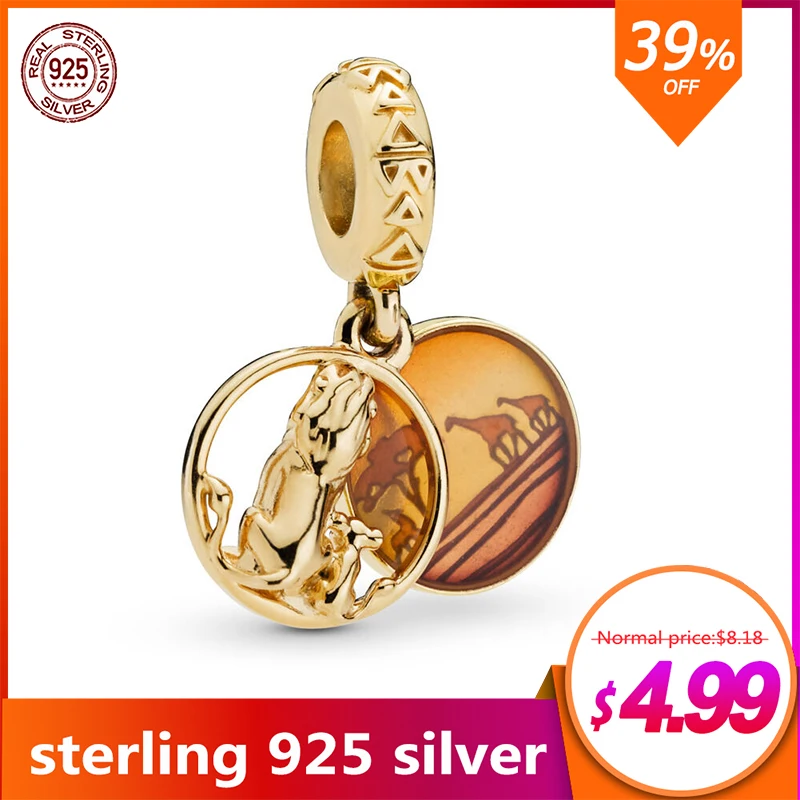 925 Sterling Silver Beads Charm Fit Original Pandora Bracelets Necklaces The Lion King Simba Mufasa Sunset Charms Bead Jewelry | Украшения