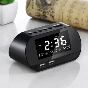 

Phone Charger Dual USB Alarm Clock Office Adjustable Brightness Snooze Function Home Large Screen Perpetual Calendar LCD Display