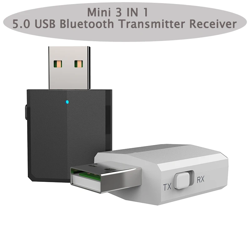 5,0 USB Bluetooth передатчик, bluetooth-ресивер мини адаптер ТВ 3 в 1 3,5 мм AUX аудио беспроводной адаптер ключ для автомобиля комплект для ПК
