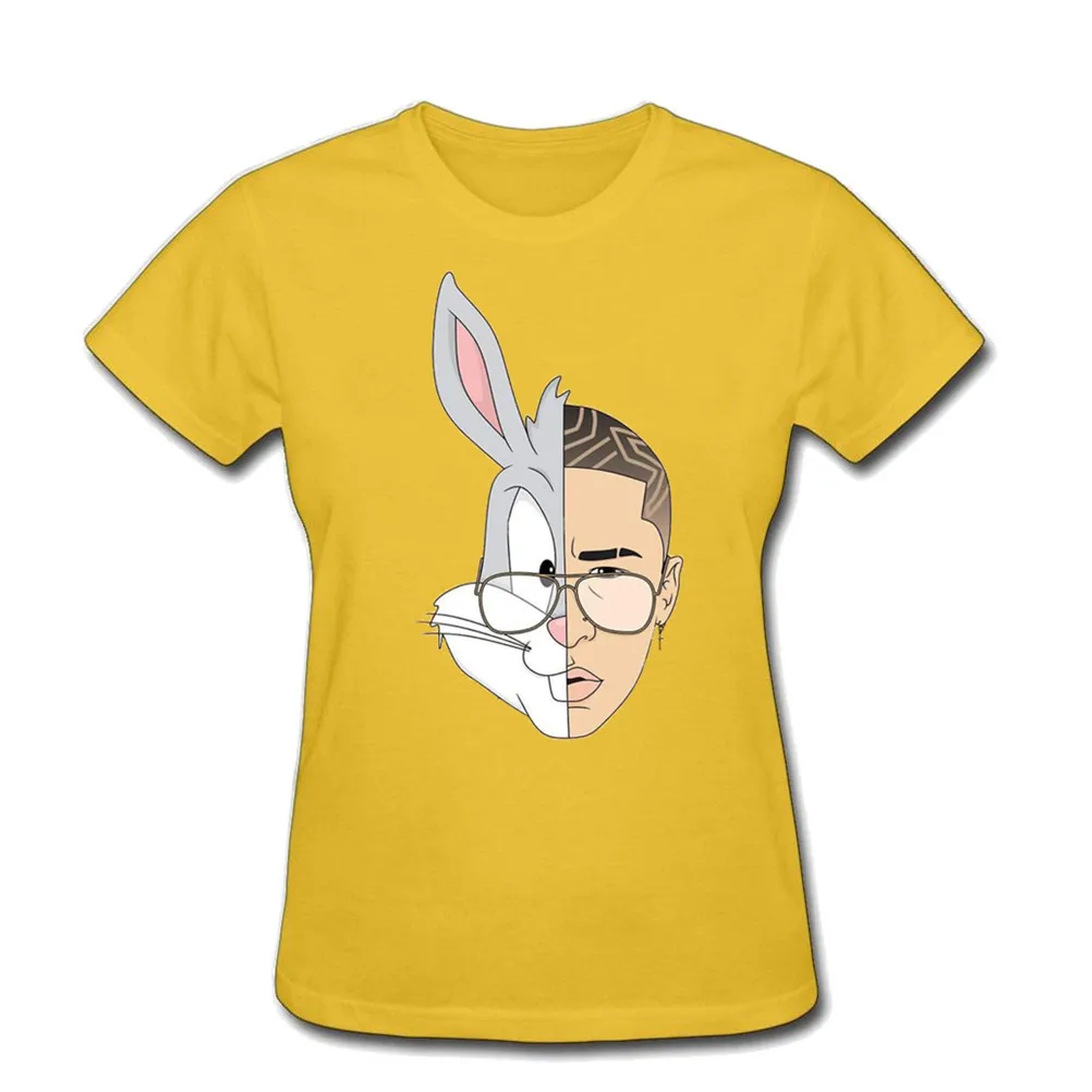 Футболка Bad Bunny, модный топ, хлопковая футболка, для упражнений, для девушек, женские футболки с коротким рукавом, хлопок, женские футболки для женщин - Цвет: Цвет: желтый