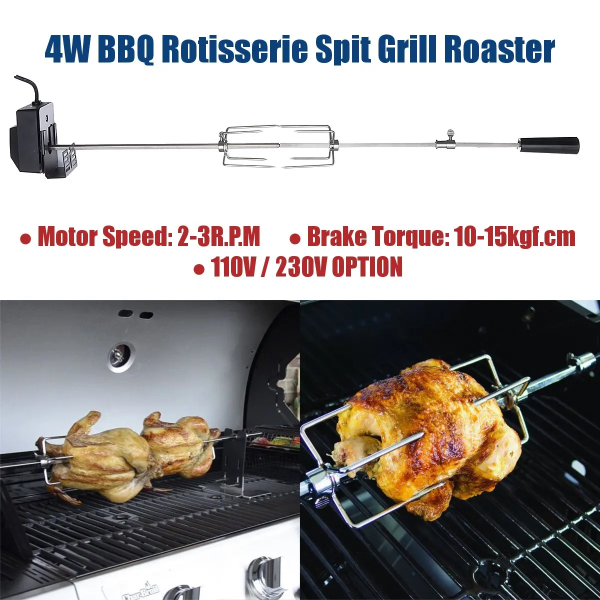 

Electric Automatic BBQ Grill Rotisserie BBQ Motor Spit Roaster Rod Fork Roast Branch Outdoor Camping Barbecue Tools 110V/230V
