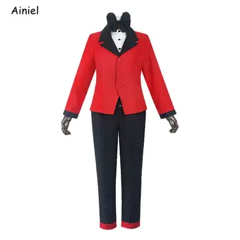 

New Anime Hazbin Cosplay Costume Hotel Charlie Suit Full Set Coat+Shirt+Pants+Bow Outfit Halloween Costume for Adult Men