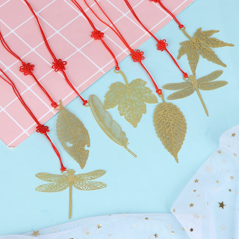 

Cute Metal Golden Book marker Vintage Mulberry Maple Leaf Bookmarks for Books