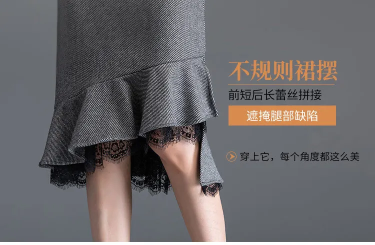 Autumn New Style WOMEN'S Dress Korean-style Irregular Lace Fishtail Skirt Manufacturers Q10219