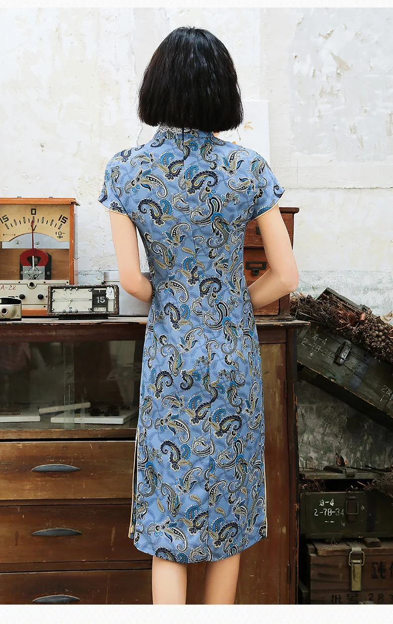 Manufacturers Direct Selling Retro Cheongsam Summer New Style Women's Elegant Dignified Daily Life Improved Old Shanghai Mid-len