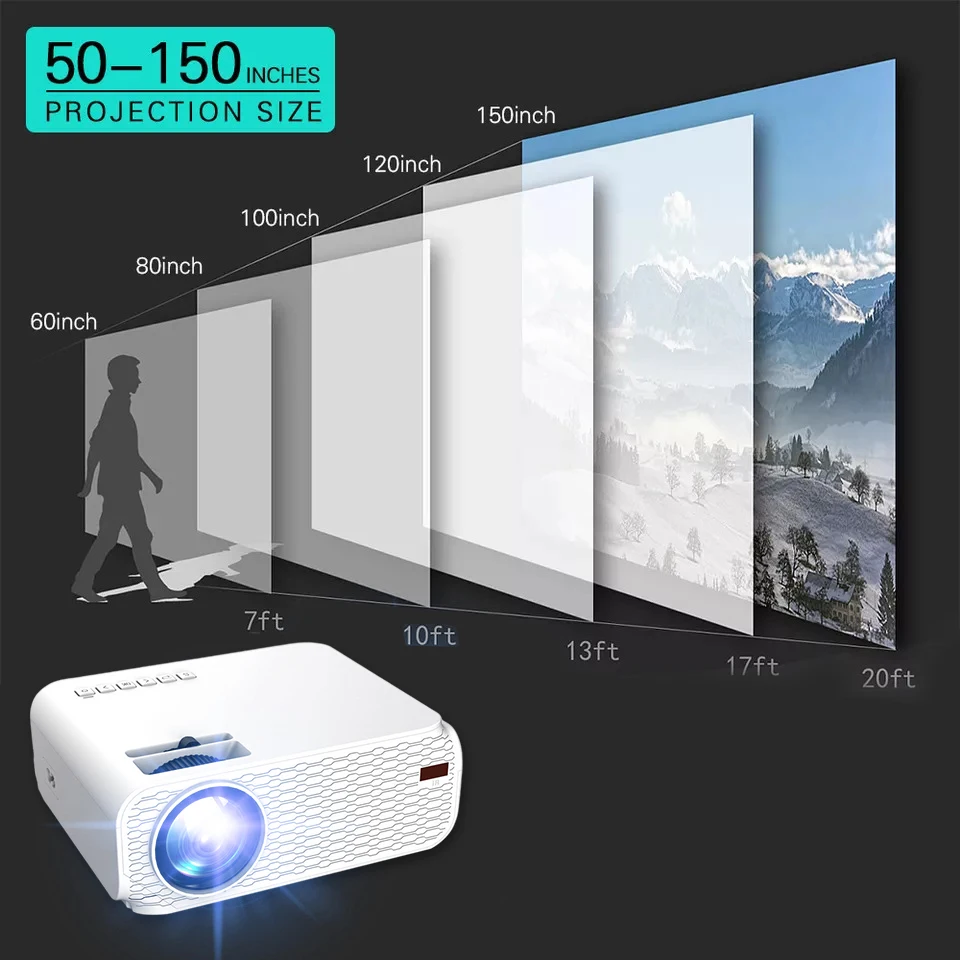 VCHIP E8 Home projector4k mini Proyector проектор для дома For Home Theater 1080P led WiFi Protable Media Player gaming projector