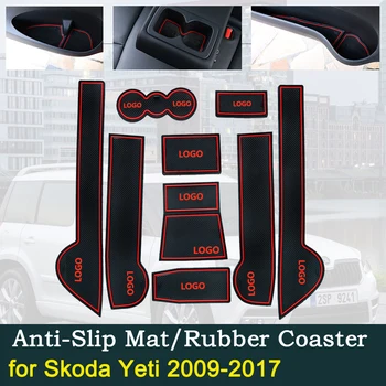 

Anti-slip Door Rubber Cup Cushion for Skoda Yeti 2009~2017 2010 2011 2013 2015 2016 Red Groove Mats Car Interior Accessories