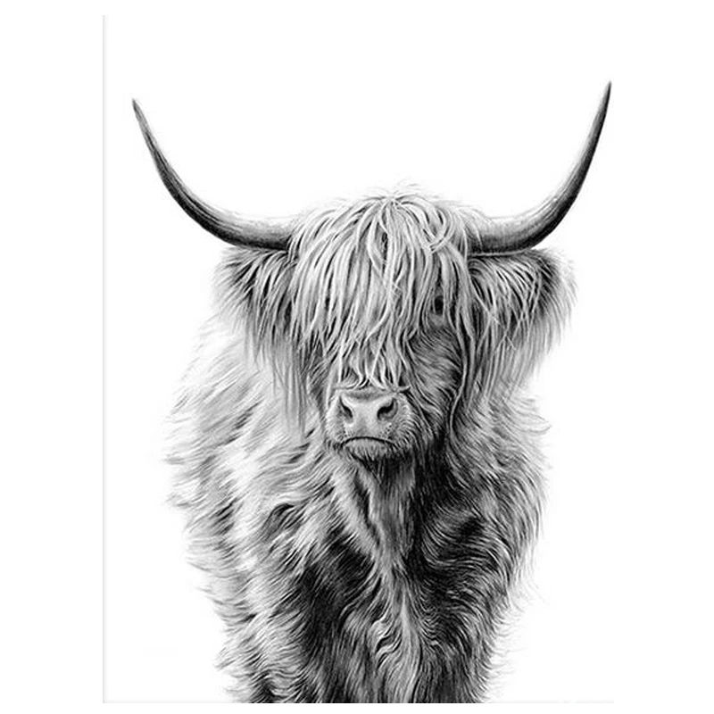 

5d DIY Diamond Embroide Black White Highland Cow Full square Diamond Painting Cross Stitch animal,Diamond Mosaic,Nordic pictures