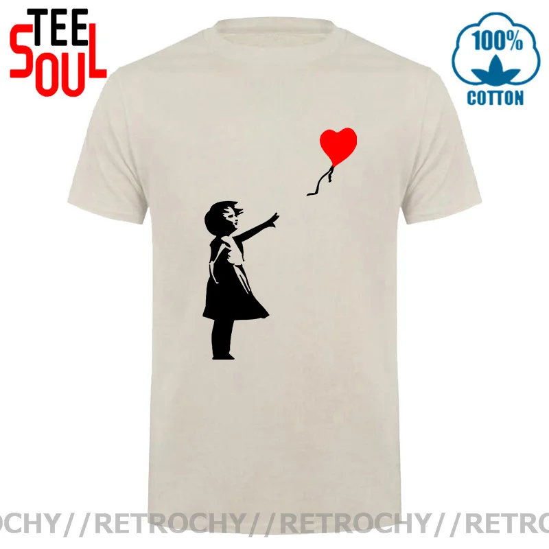 

Плавающие воздушные шары ребята Бэнкси Theres Always Hope модная футболка для мужчин Мужская с коротким рукавом круглым вырезом хлопковая Повседневная футболка