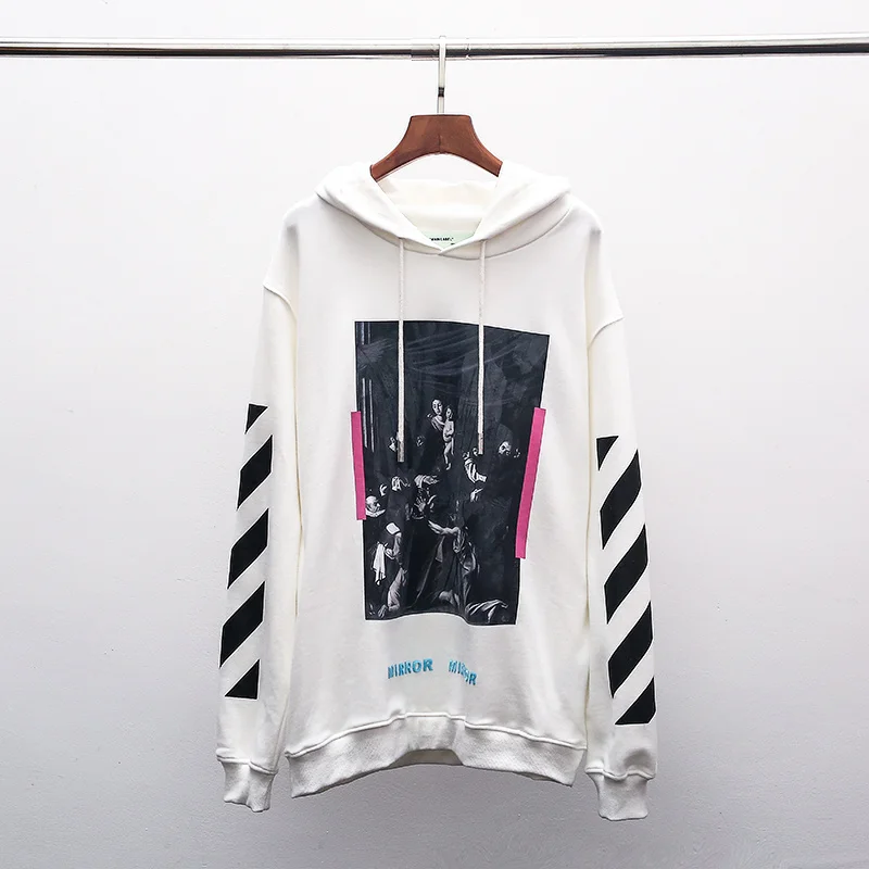 19ss Off-White OW религиозная картина маслом для мужчин и женщин для влюбленных Модная хлопковая Повседневная Толстовка с капюшоном свободная Куртка Пуловер