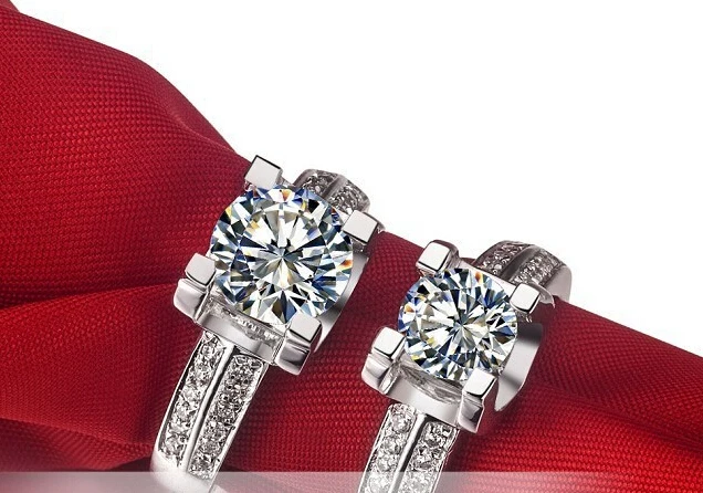 

2 carat synthetic diamond wedding engagement ring for sweet marriage in sterling 925 solid silver (BB)