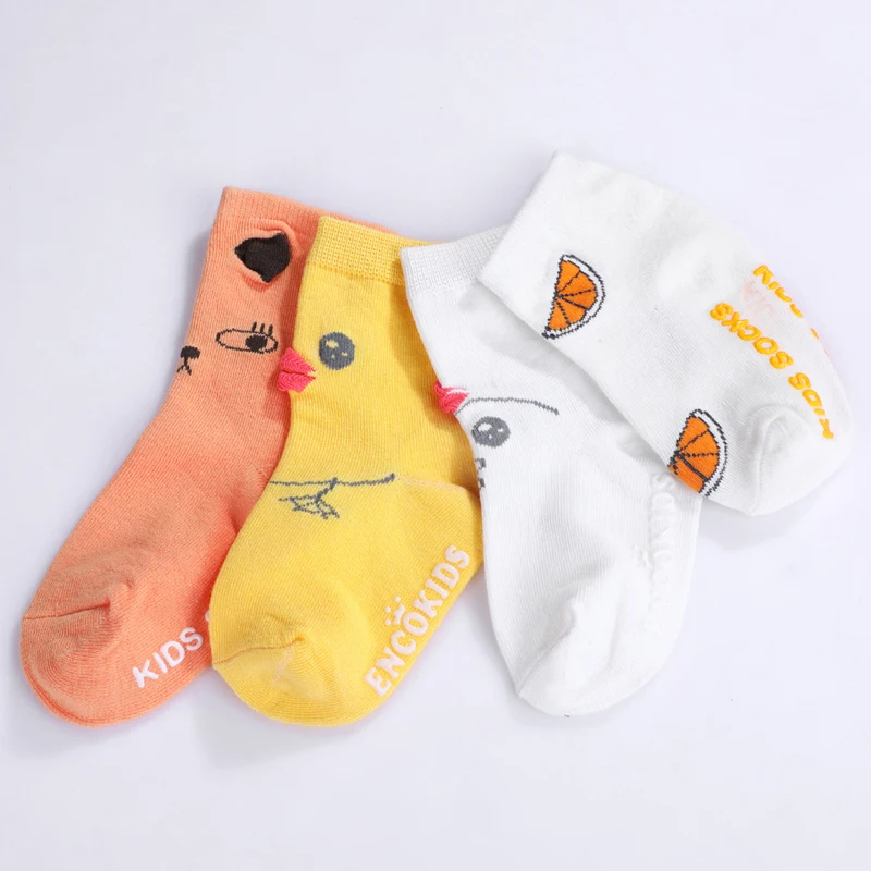 LOOZYKIT/Детские однотонные носки с героями мультфильмов милые Нескользящие хлопковые носки-тапочки для малышей гетры до щиколотки для новорожденных, Calcetines