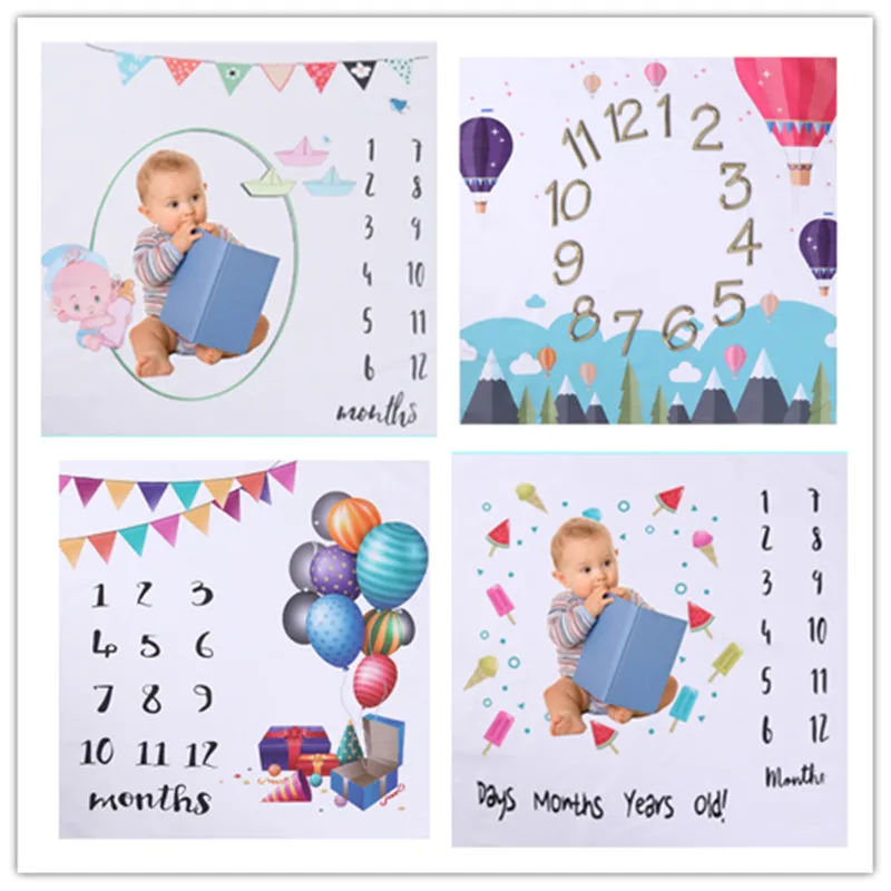 

Newborn Baby Milestone Blankets Photography Flower Print Soft Blanket DIY Infant Photography Props Children Background Cloth