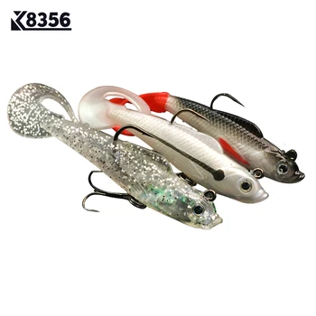 

K8356 3Pcs/Lot Lead Fishing Lure Simulated 9.3g Soft Lure Volume Tail Artificial Wobber Fishing Tackle Black White Silver