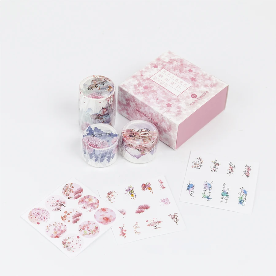4pcs/lot Decorative Vintage Wide Adhesive Washi Tape Set Masking Tape Stationery Scrapbooking Planner Accessories - Цвет: C