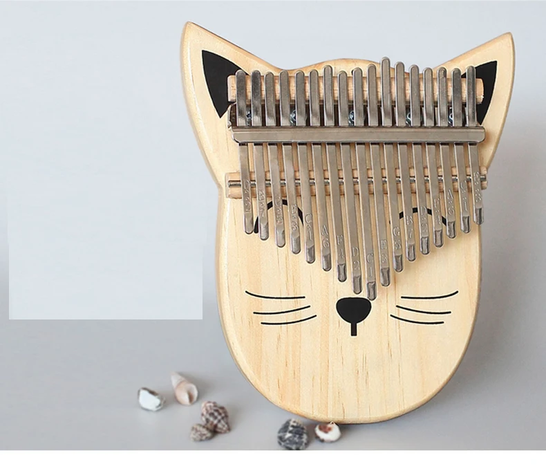 Миниатюрное пианино Kalimba с 17 клавишами и молотком для настройки Деревянное