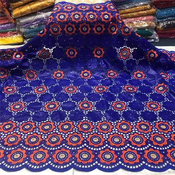 

African bazin riche fabric with brode Latest fashion embroidery basin lace fabric with net lace 5 yards 4L071903