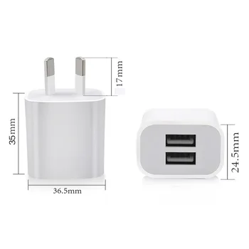 

1pcs White Wall Charger Adapter 5V 2.1 A Power Plug Dual USB AC100-240V 50-60Hz