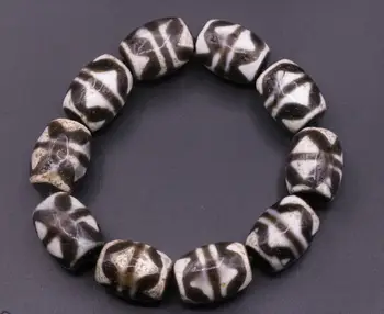 

ENERGY Tibetan Old Agate tiger-tooth daluo dzi bead bracelet Treasure LKbrother Sauces