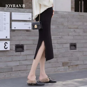 

Maternity Skirt Autumn and Winter New Belly Support Dresses Long Slit Pregnant Women Knitted Skirt Pregnancy Dresses JOYRAY.B
