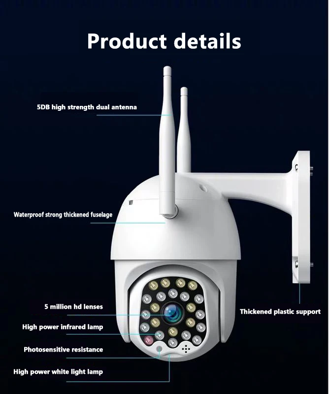 Wifi камера наружная камера наблюдения с датчиком PTZ IP камера 23 светодиода 1080p скорость купольная CCTV Камера Безопасности s IP камера wifi Внешняя 2MP IR домашняя съемка