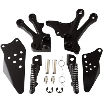 

for Kawasaki ZX10R 2006-2010 2008 ZX 10R 06 07 08 09 10 Black Motorcycle Front Passengers Foot Pegs Foot Rests with Brackets