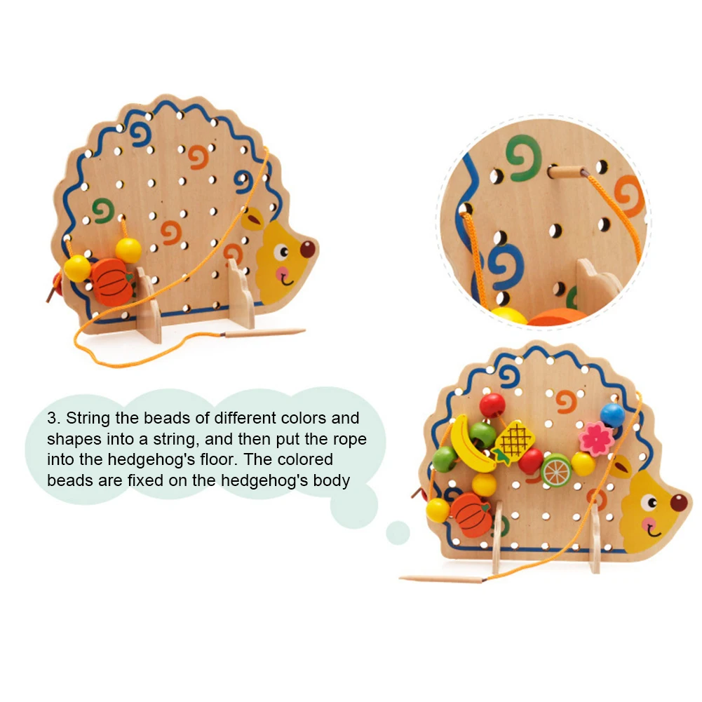 Детские нанизывающие бусины, игрушка, шнуровка, игра, деревянный ежик, фрукты, овощи, шнуровка, нанизывающие бусины, Детские умные развивающие игрушки