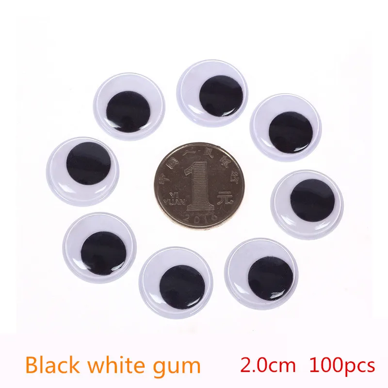 Black 2.0 cm 100 pcs 1 упаковка, цветные подвижные глаза с клеем на спине, креативные ручные поделки, волшебные Глазные яблоки, паста, Детские DIY Googly Eyes, принадлежности для глины, игрушки - Цвет: Black 2.0 cm 100 pcs