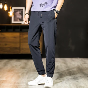 

2020 Men Summer Skin Fabric Breathable Joggers Pants Sweaterpants Streetwear Harajuku Fashion Casual Plus Size Sport Trousers