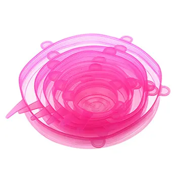 

6-piece Reusable Food Silicone Lids Stretch Preservation Lid Stretch Lid Bowl Lid Vacuum Lid Sealed Film