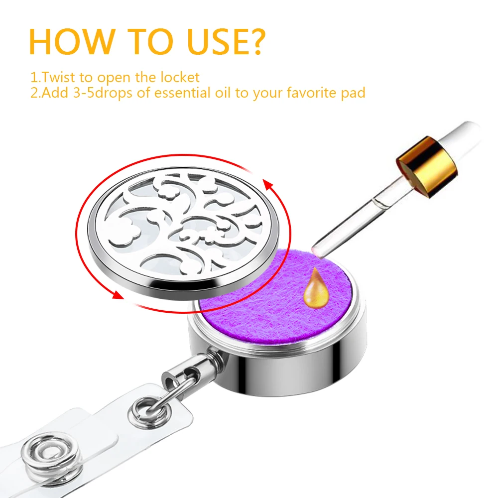 One bracket 30mm easy to pull buckle retractable length 60cm titanium steel essential oil diffuser badge scroll clip certificate