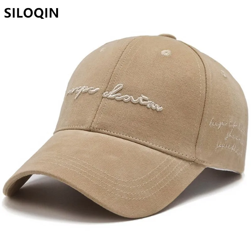 

SILOQIN Men's Fishing Cap New Spring Cotton Baseball Caps Snapback Cap Bone Adjustable Size Women's Letter Embroidery Sports Cap