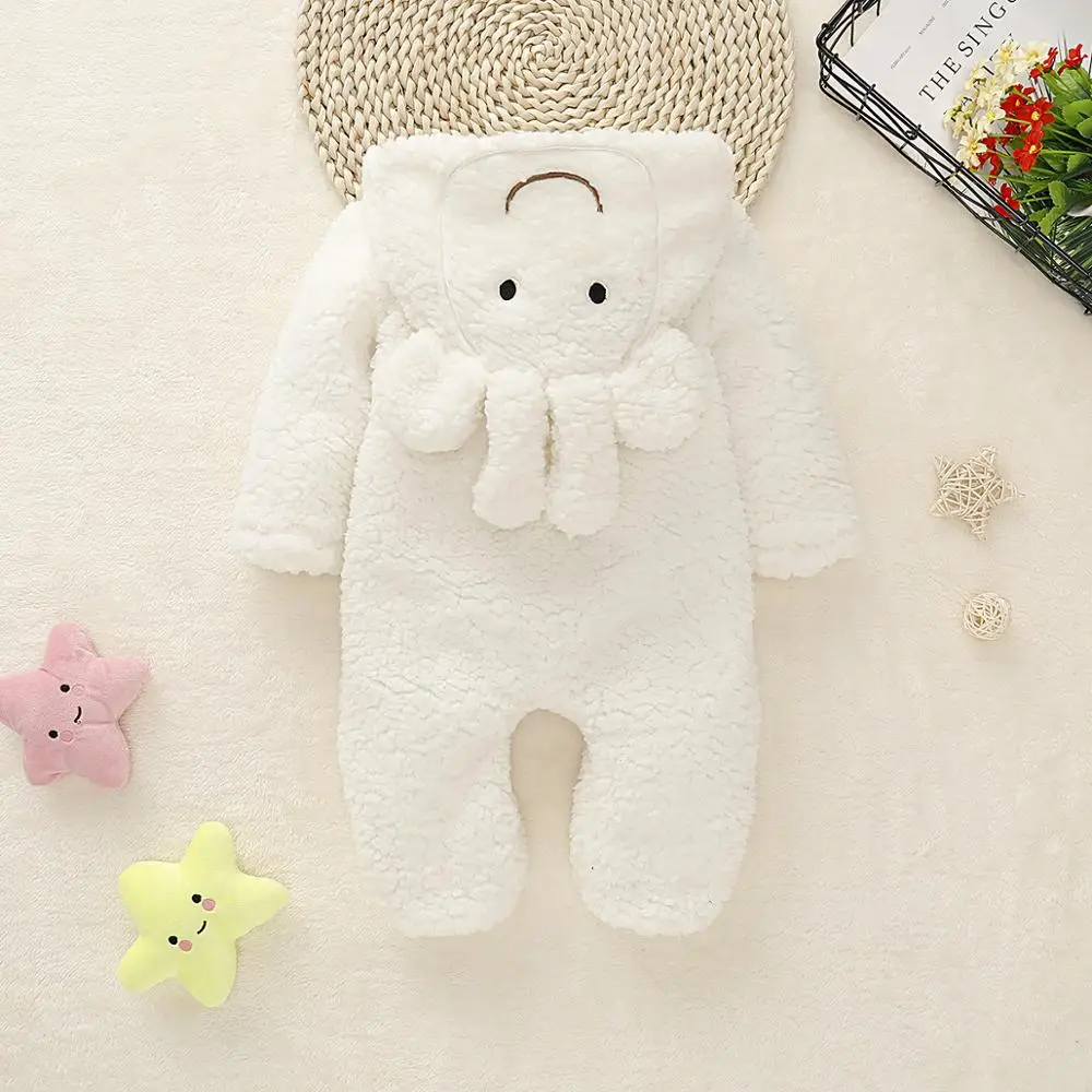 Baby Rompers White Rabbit Newborn Boys Girls Jumpsuits Long Sleeve Hooded Infant Kids Unisex Overalls Children's Fleece Clothes