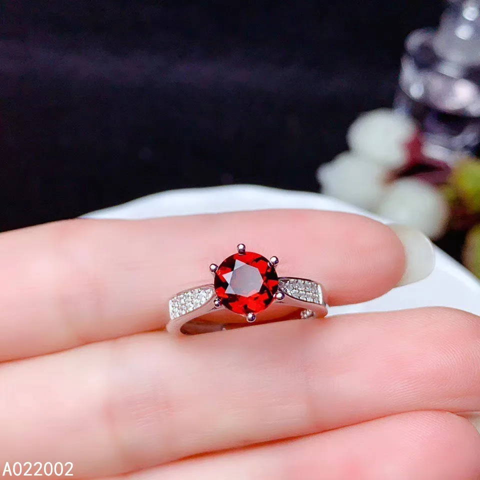 

KJJEAXCMY fine jewelry 925 sterling silver inlaid natural red Garnet new Female crystal girl ring luxury Support Detection