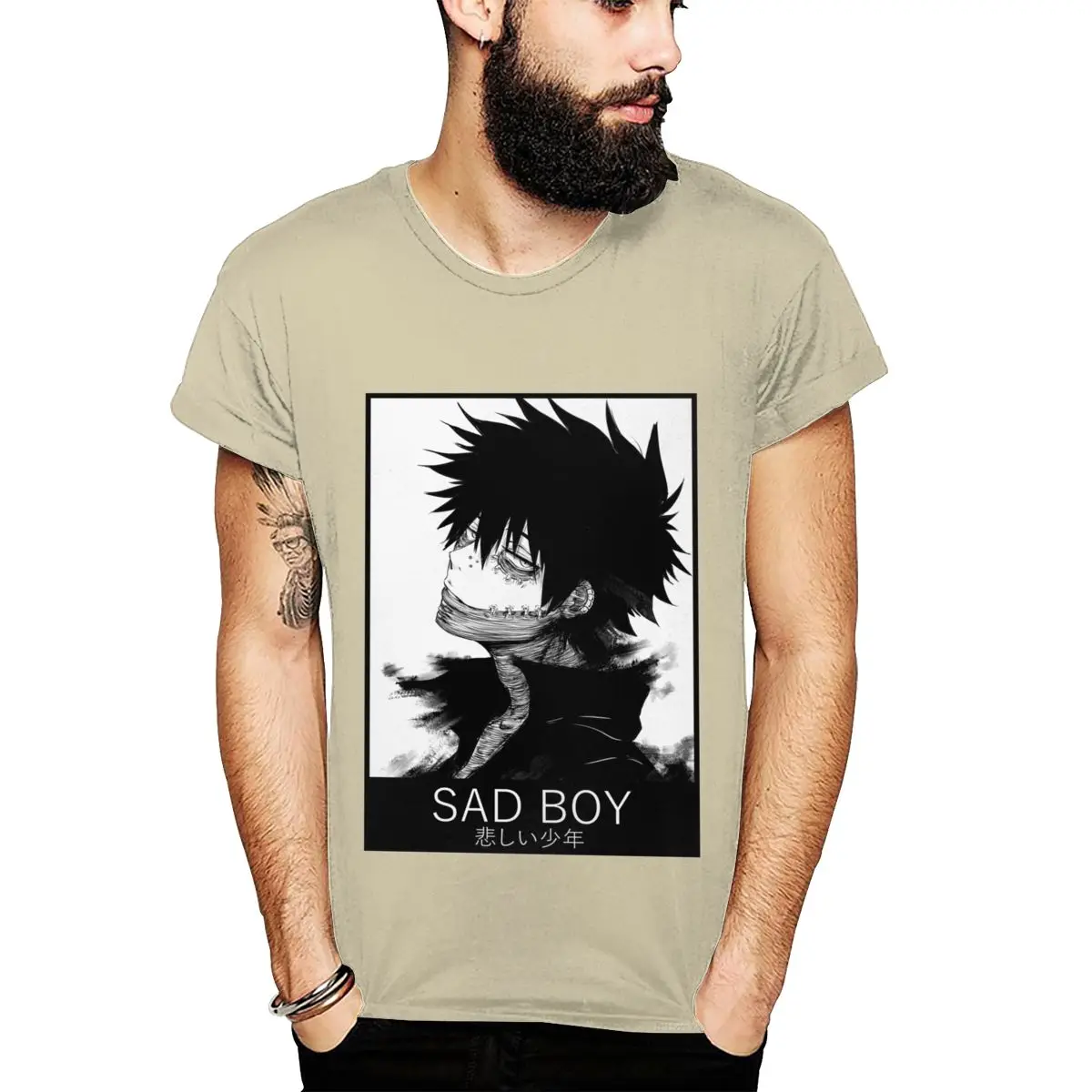 Абстрактный DABI BOKU NO My HERO Academy SAD BOY футболка унисекс Лето Большой размер круглый воротник Camiseta - Цвет: Хаки