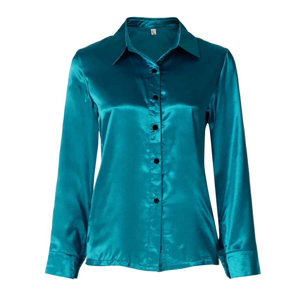 CHAMSGEND fashion woman blouses 2020 Polyester fiber tunic women's Solid Button Fashion Casual Tops Long Sleeve Shirt Blouse | Женская