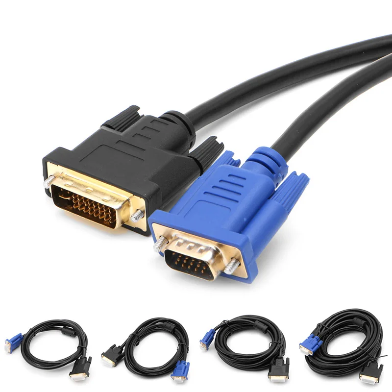 DVI-I Dual Link (24+5) Male to VGA Video Cable Cord For PC Monitor 6-26FT