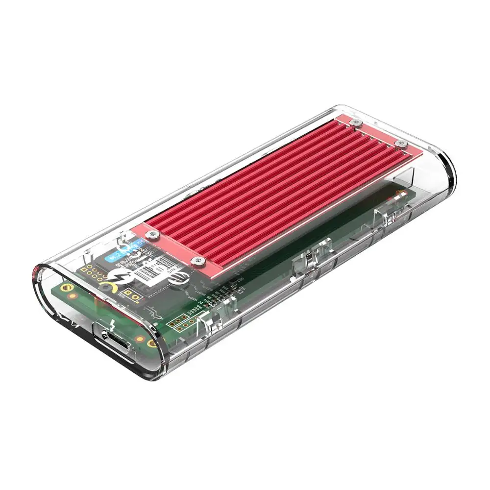ORICO Thunderbolt 3 M.2 Накопитель SSD с протоколом NVME вспомогательное устройство 40 Гбит/с 2 ТБ прозрачный USB C SSD чехол с кабелем C до C для окна Mac - Цвет: Red