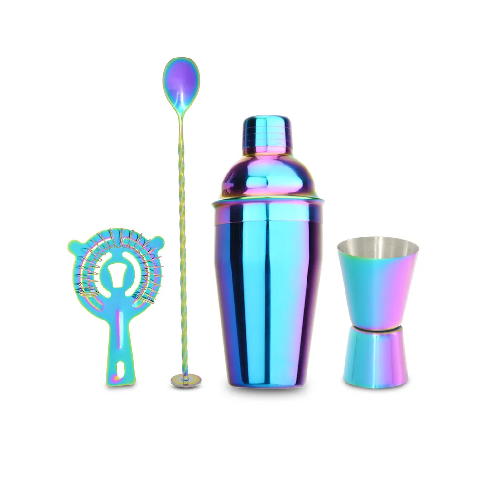 550ml stainless steel rainbow-colored cocktail electroplating shaker set of 4 bar equipment | Дом и сад