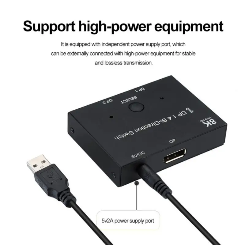 2021 Displayport 8K DP 1.4 Splitter Switch 2 Ports Bi-Direction 8K@60Hz 4K@144Hz Converter Ultra HD 8K 3D HDCP For KVM Switch 2
